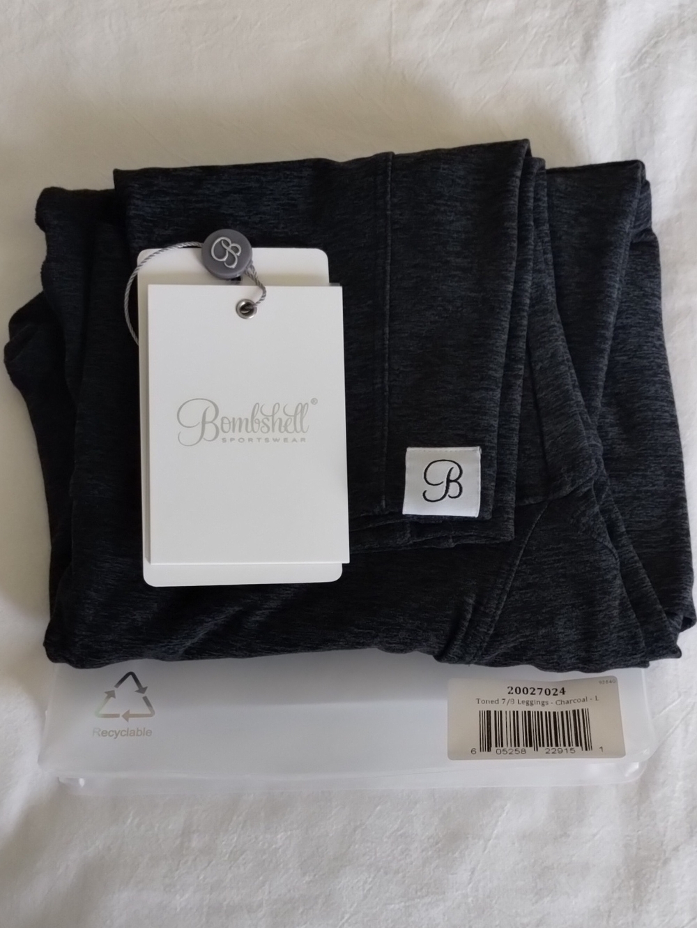 Bombshell Toned 7/8 High-Waist Sculpting Leggings with Pockets - Charcoal Gray L - Picture 14 of 16